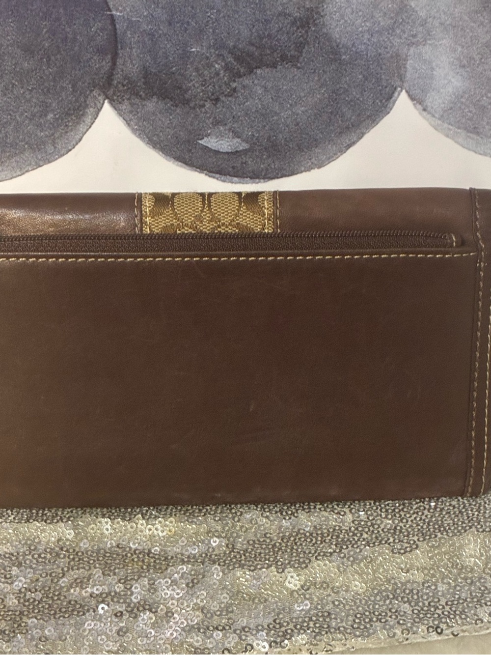 Vintage Coach Brown Signature Leather Trifold Wallet - Picture 7 of 8